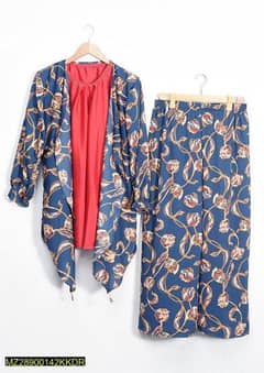 2 pcs women's stitched grip Printed shirt and Trousers