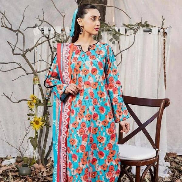 3 PCs women's stitched printed embroidered suit 3