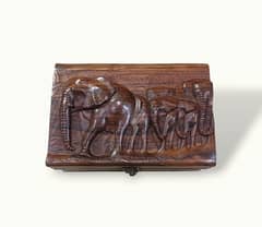 Wooden Jewelry And Make up Box, Carved Faces Jewellery Box. 0