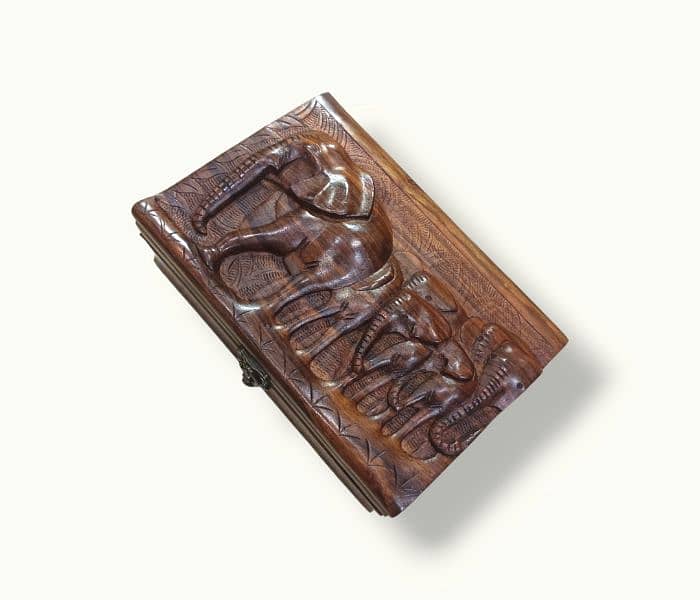 Wooden Jewelry And Make up Box, Carved Faces Jewellery Box. 5