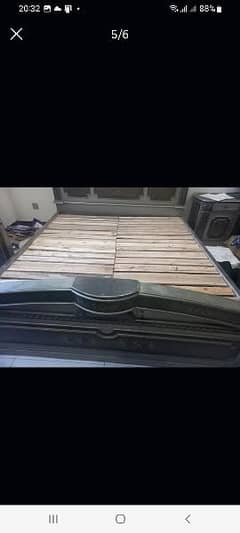 wooden bed set with dressing table