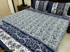 Cotton double bed sheet printed 3 piece