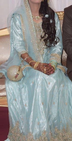 Bridal Dress| Bridal Maxi Walima Baraat | Ice Blue Excellent Condition 2