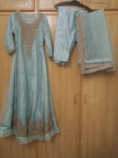 Bridal Dress| Bridal Maxi Walima Baraat | Ice Blue Excellent Condition