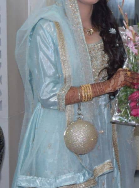Bridal Dress| Bridal Maxi Walima Baraat | Ice Blue Excellent Condition 3