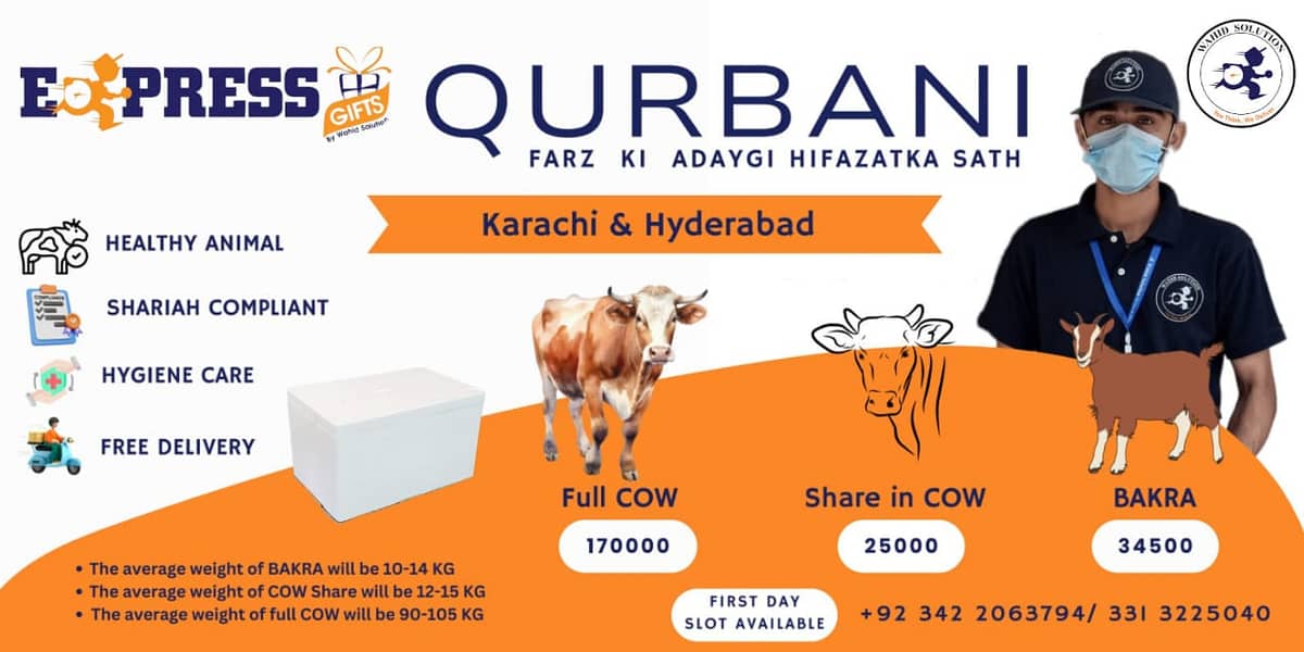Qurbani Hisa , full cow OR Goat with free delivery Hyderabad & Karachi 1