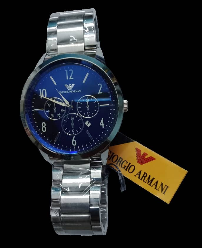 Blue Shaded Mens Watch Stainless Steel – Date & Time Display 0