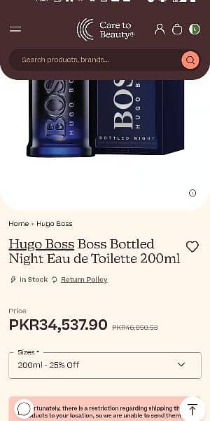 40% OFF Hugo Boss 200ML Bottle Night Eau de Toilette Brand New Packed 1