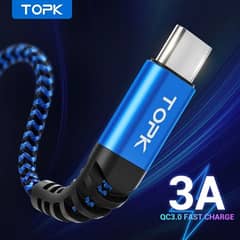 TOPK AN24 3A USB Type C Phone Charger Charging Cable Cord Quick Charge