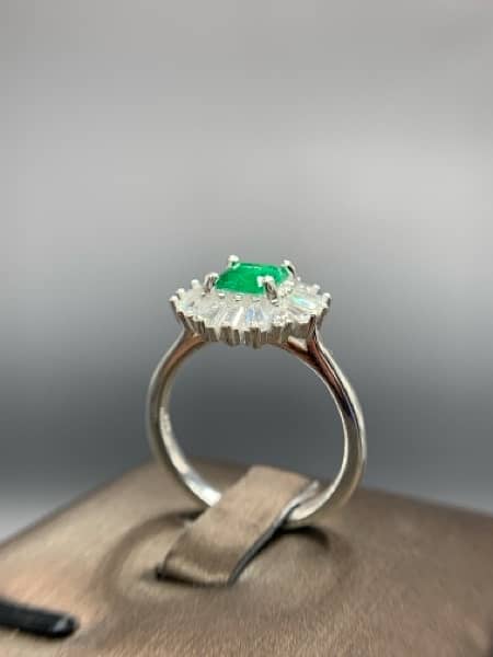 Natural Emerald Ring. Ladies Swat Emerald Ring. Silver Ring. 3