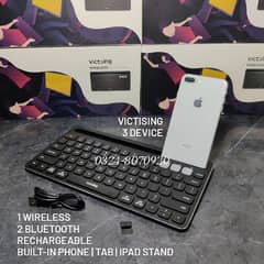 Rechargeable Bluetooth Wireless Keyboard 3 Device Victising Mini Small