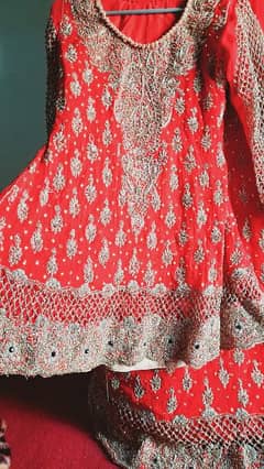 bridal lehenga with short frok and heavy can can work 0