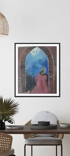 girl in the moonlight aryclic painting 0