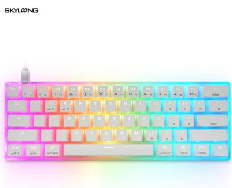 GK61/SK61 WHITE TRANSPARENT KEYBOARD YELLOW SWITCHES 0