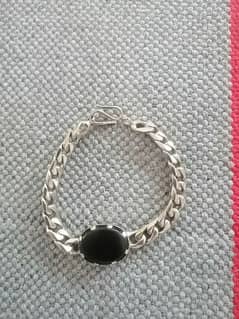 Chandhi(silver) Italian bracelet with black akeek stone