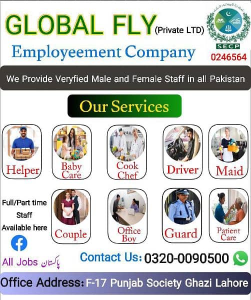 We Provide Staff in all Pakistan Maid Cook Driver etc 0