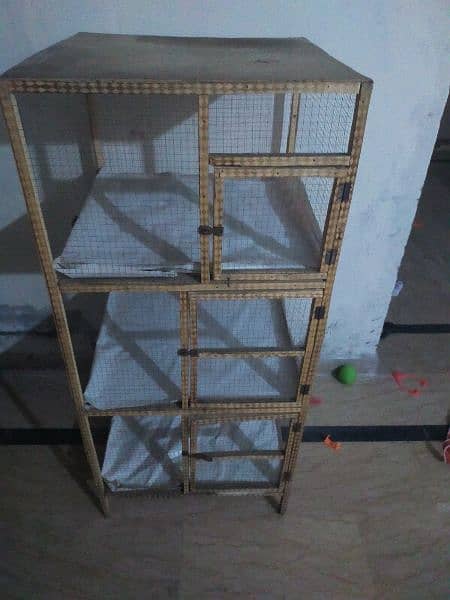 3 Portion wood cage / Pinjra bilqul new ha 2