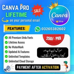 Canva pro with Urdu fonts for Lifetime