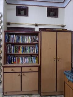 Wooden Bookshelf And Cupboard Set 0