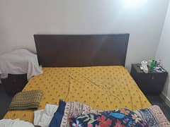 King size bed with 2 side tables and 6 inch mattress