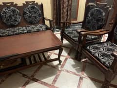 5 seater sofa with table pure wood 0