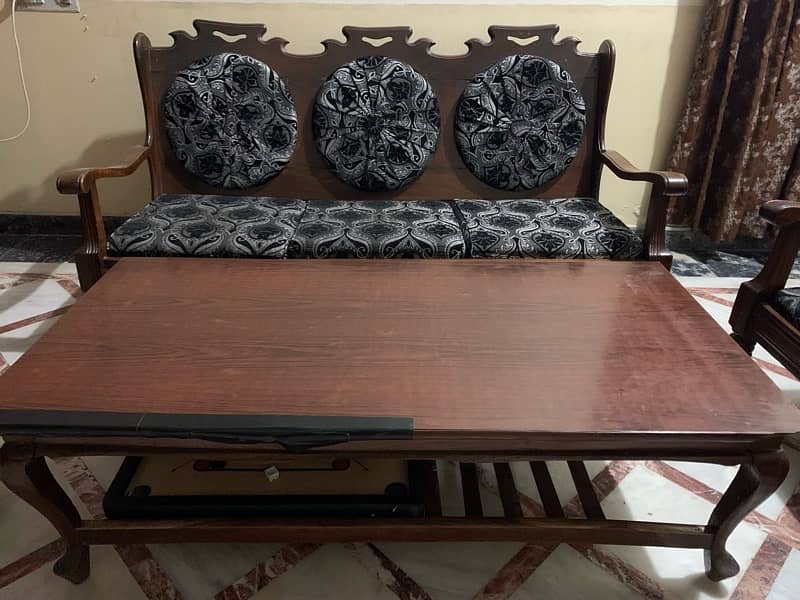 5 seater sofa with table pure wood 3