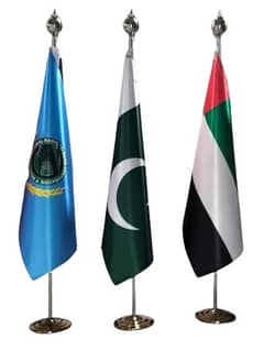 Indoor Flag &Golden Pole Saudi Flag UAE Flag , Palestine Flag & Scarf