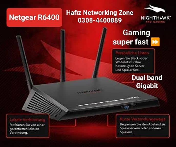 Gaming NETGEAR R6400 Nighthawk Super Faster Range Router 2gh/ 5ghz 0