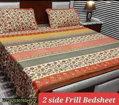 3 pieces cotton fril double Bed sheet