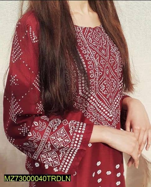 2 pc women's stitched linen printed suit 2