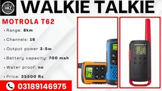 Walkie Talkie | Wireless set | Kenwod | Hyt | Motrola T62 0