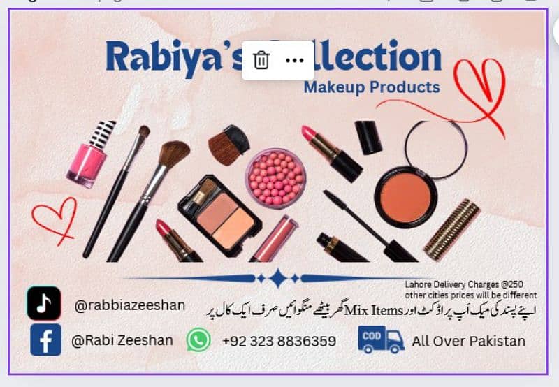 all makeup items available idelivery charges 250 4