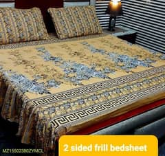 3 Pcs of Cotton Salonica Frill Double Bedsheet