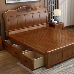 Solid Wooden bed set made of sheshaam wood bed side table & dressing