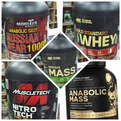 All kinds Of supplements are Avaliable ON serious mass, WHEY etc