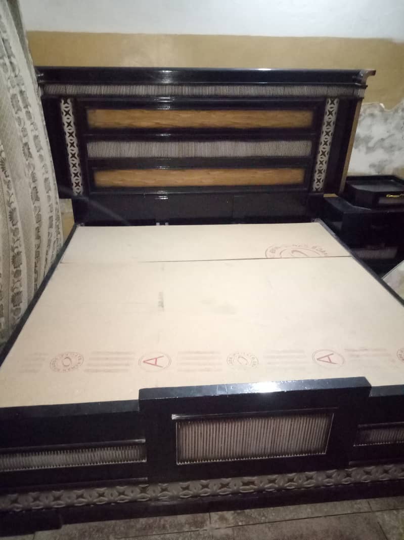 Pure Wood Dble Bed 38000,with 2 Sides tables 3