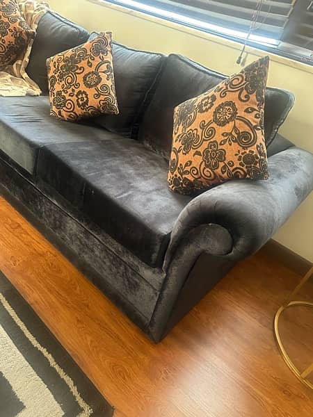 black premium velvet sofa set 3/2/1 3