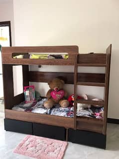 kids double bunker bed untouch no repair no damage with 3 drawers