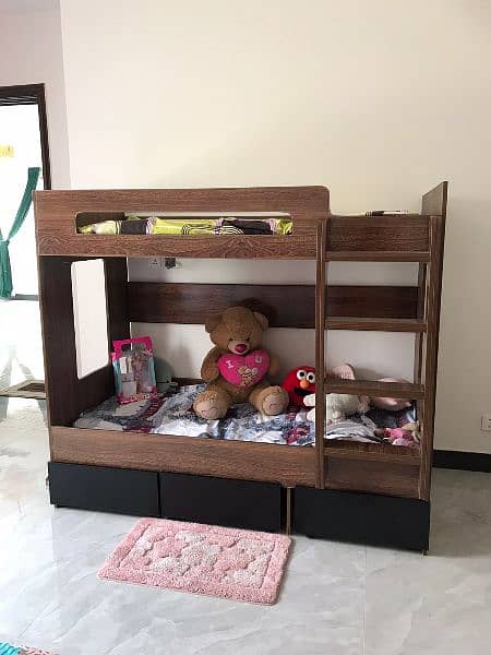 kids double bunker bed untouch no repair no damage with 3 drawers 1