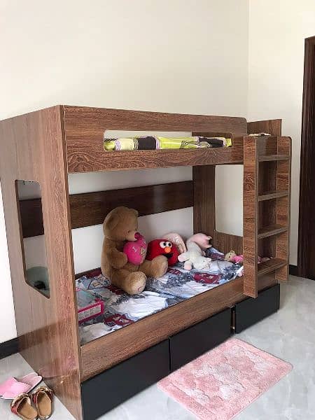 kids double bunker bed untouch no repair no damage with 3 drawers 2