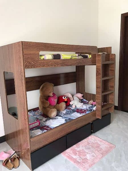 kids double bunker bed untouch no repair no damage with 3 drawers 7