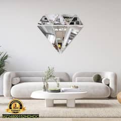 Diamond Shaped Wall Mirror, Silver 0