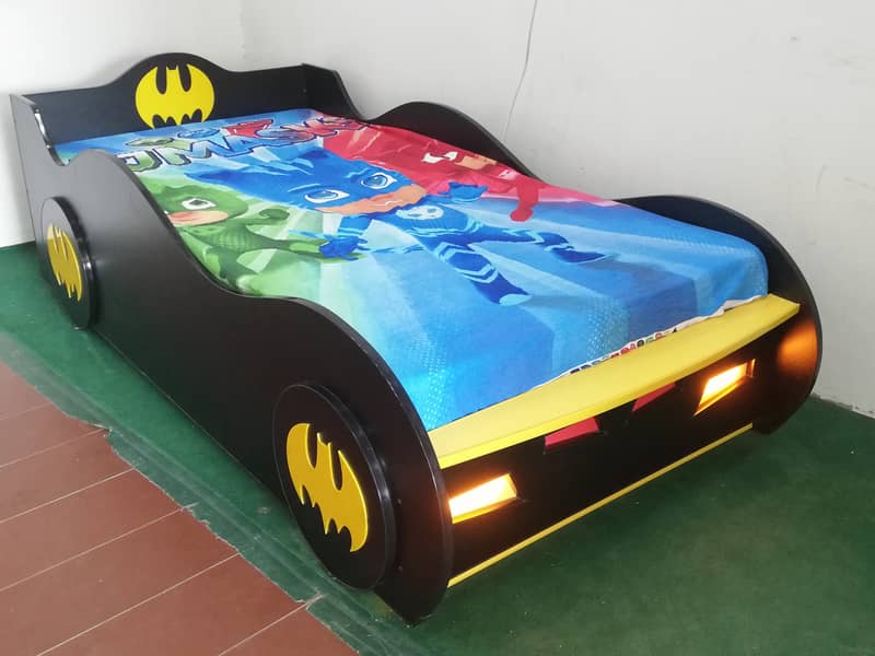 Boys Car Bed Batman shape with light for Bedroom Sale in Pakistan 0