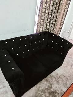 6 seater Black Velvet Sofa Set for sale 0