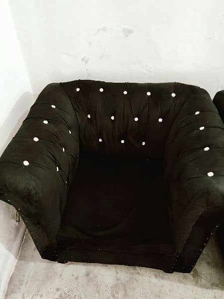 6 seater Black Velvet Sofa Set for sale 1