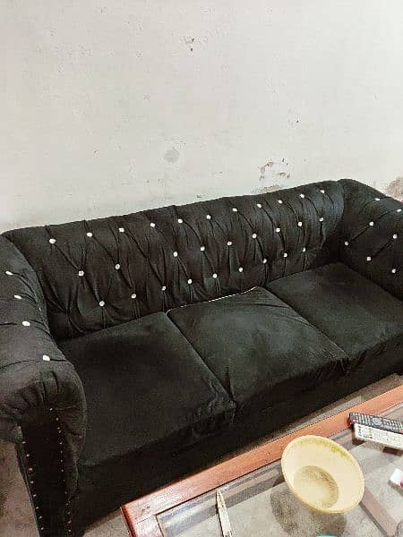6 seater Black Velvet Sofa Set for sale 2