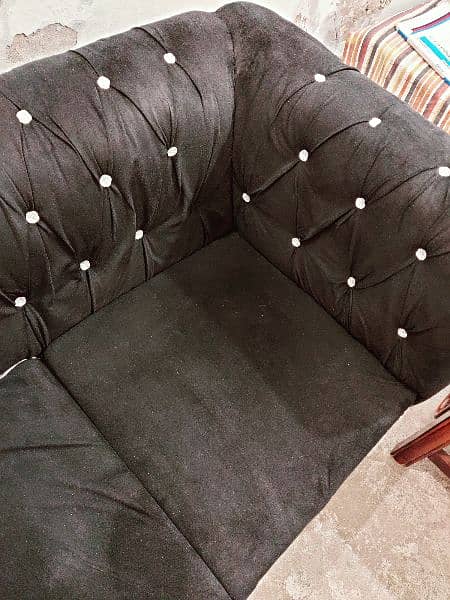 6 seater Black Velvet Sofa Set for sale 3