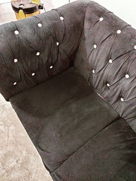 6 seater Black Velvet Sofa Set for sale 4