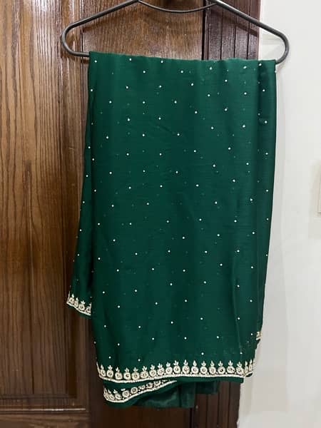 stitched light silk emerald green saree 1
