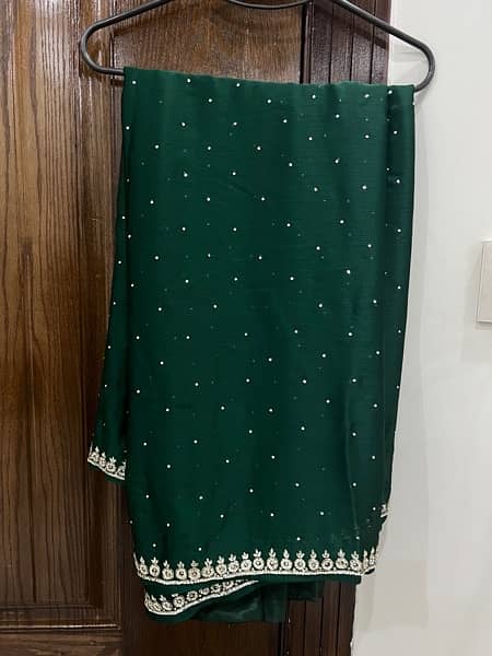 stitched light silk emerald green saree 3